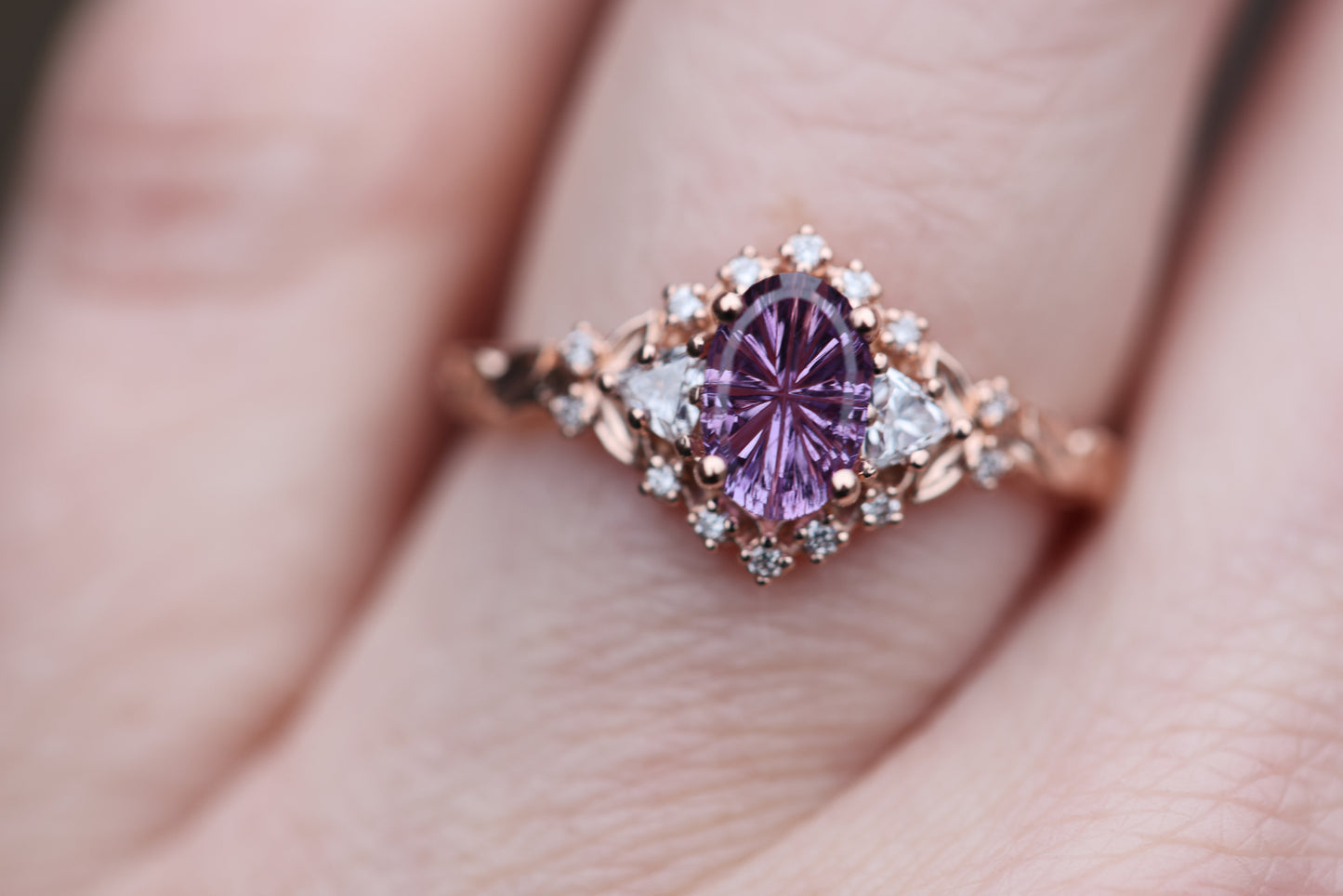 Load image into Gallery viewer, Briar rose half halo with oval purple Starbrite sapphire

