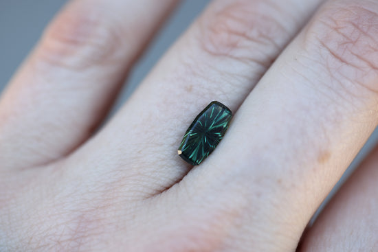 2.23ct cushion cut green teal sapphire, Starbrite cut by John Dyer