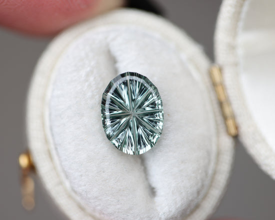 3.22ct oval lighter blue green silver sapphire - Starbrite cut by John Dyer