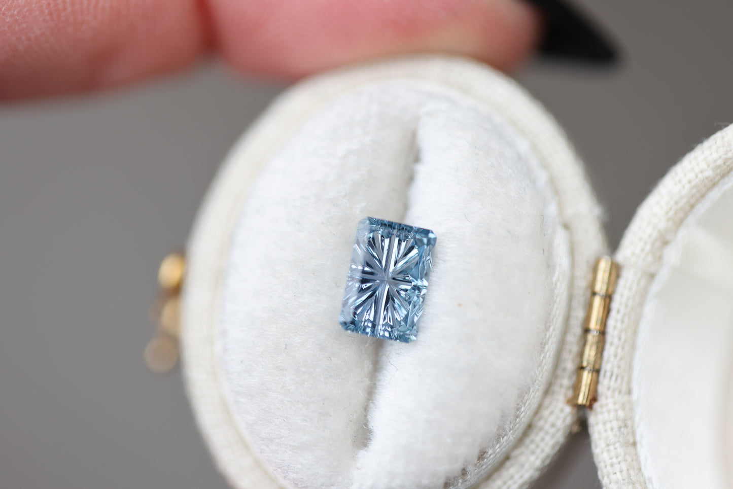 1.57ct rectangle light blue sapphire - Starbrite cut by John Dyer