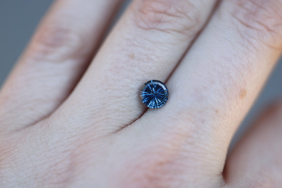 1.31ct round blue montana sapphire, Starbrite cut by John Dyer