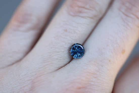 1.31ct round blue montana sapphire, Starbrite cut by John Dyer