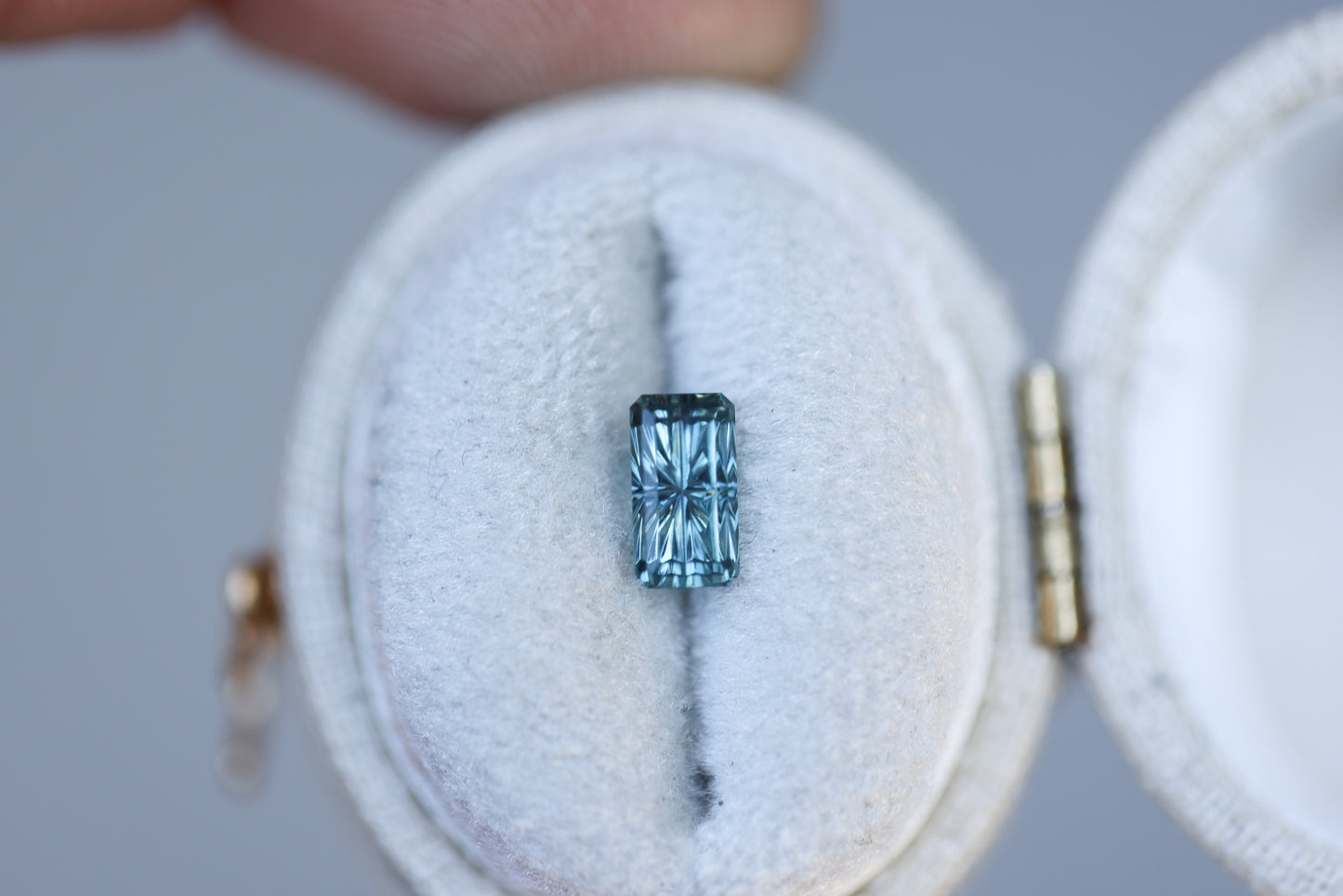 .96ct rectangle teal sapphire, Starbrite cut by John Dyer