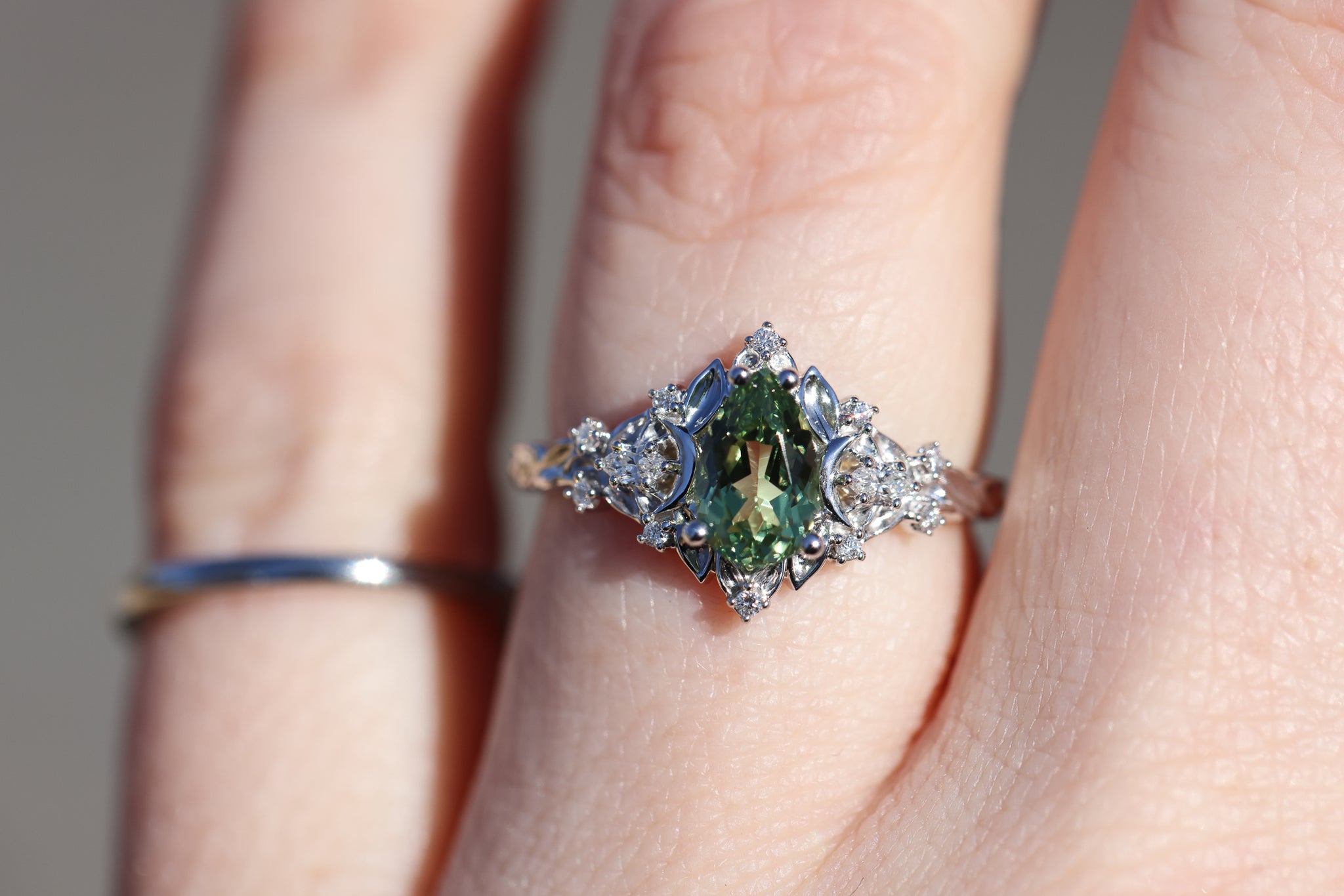 Customize your own Briar Moon Three Stone with 8x5mm pear center