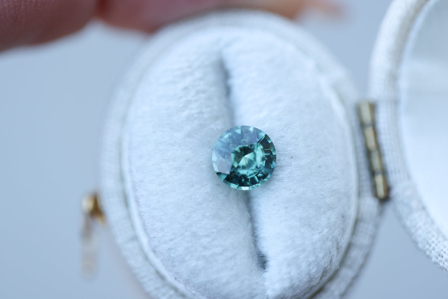 1.19ct round green teal sapphire