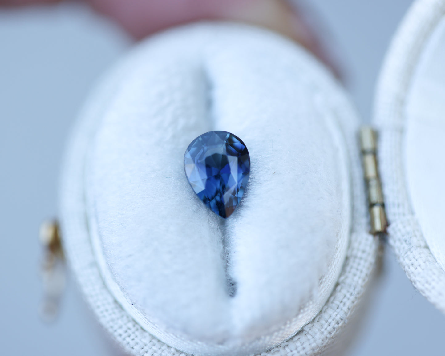 1.5ct pear deep blue sapphire