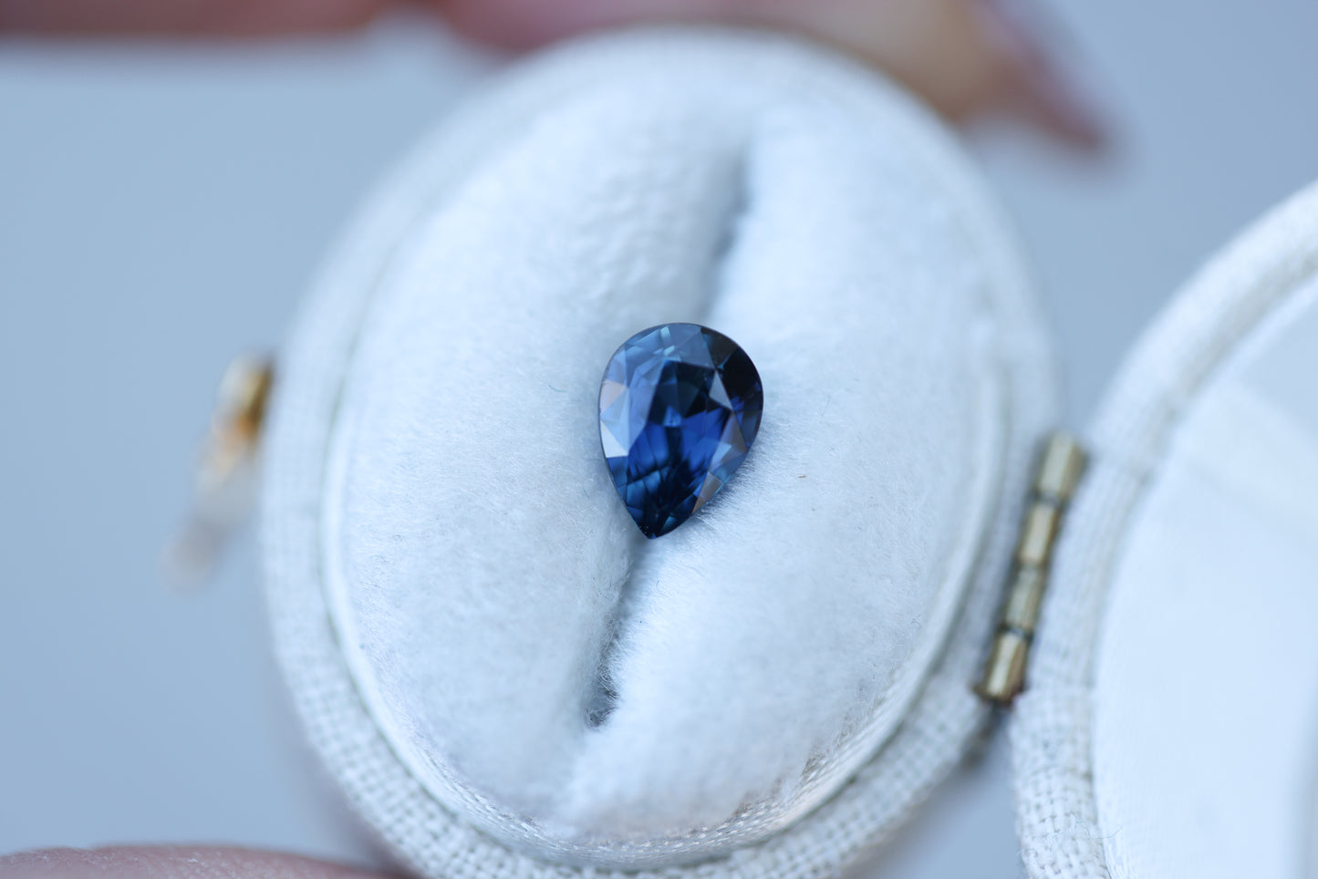 1.5ct pear deep blue sapphire