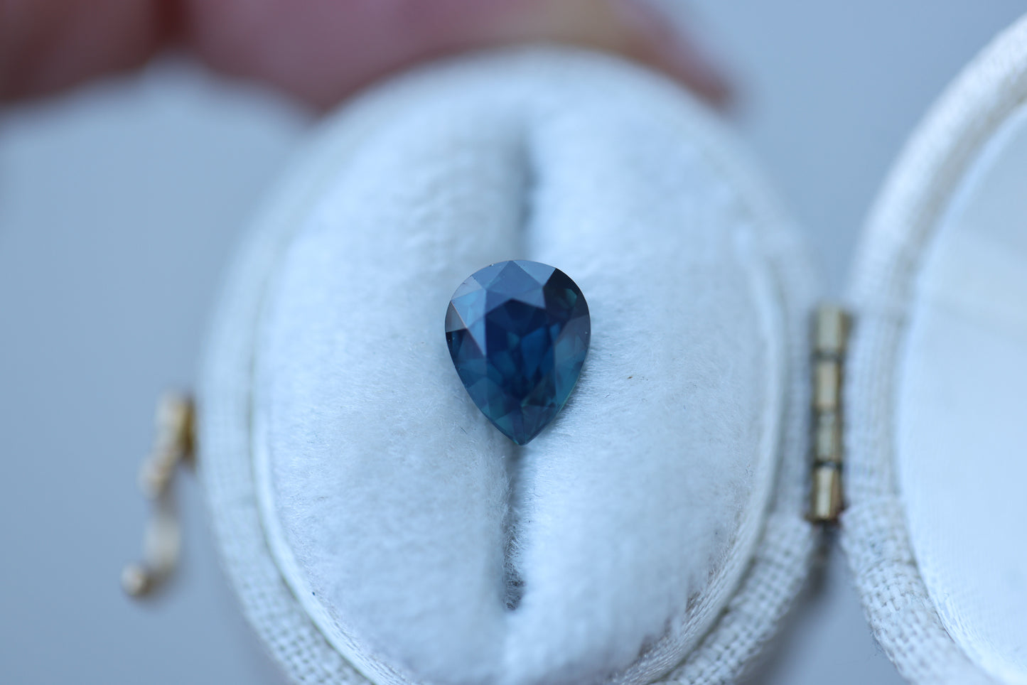 1.55ct pear dark blue sapphire