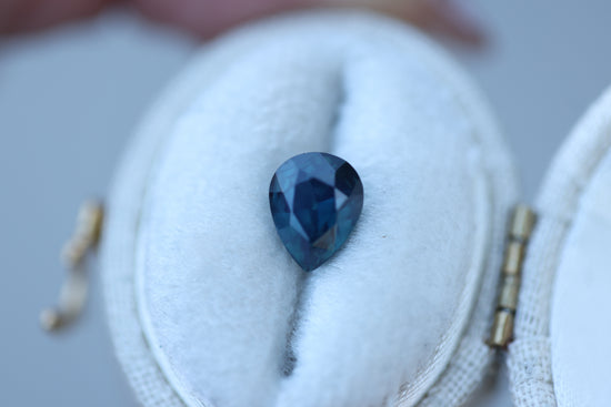 1.83ct pear dark blue teal sapphire