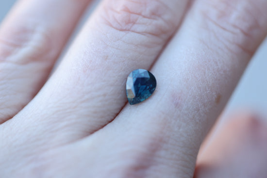 1.83ct pear dark blue teal sapphire