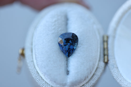 2.11ct pear deep blue sapphire