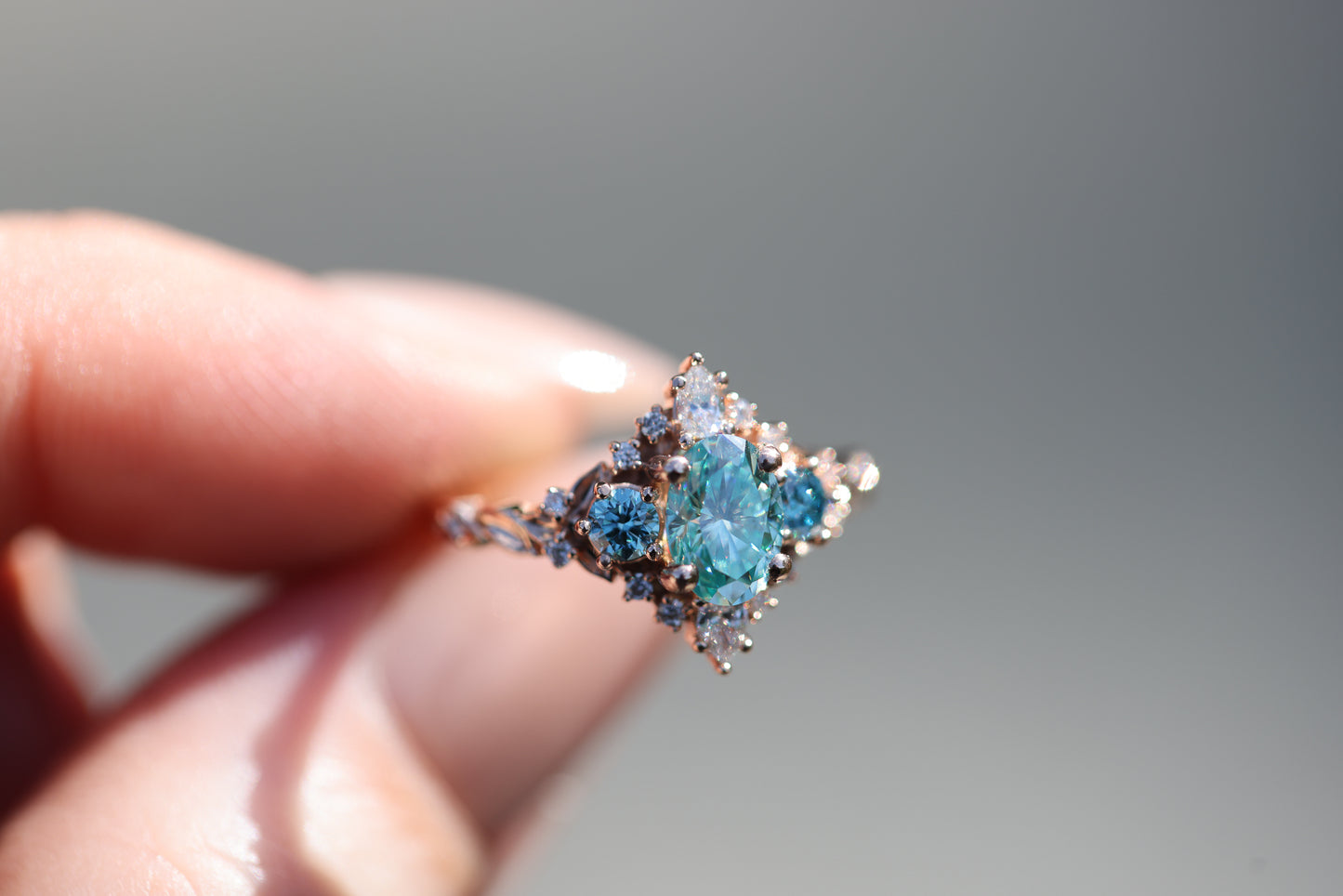 Enchanted Briar With Oval Teal Moissanite