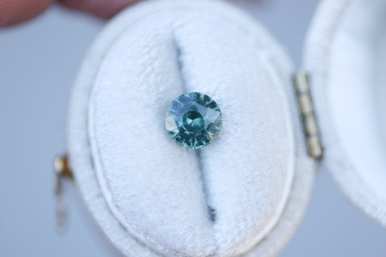 1.36ct round green teal sapphire