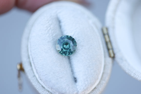 1.36ct round green teal sapphire