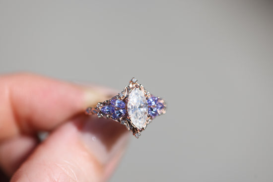 Briar Starlight with 10x5mm Marquise Moissanite and Tanzanite