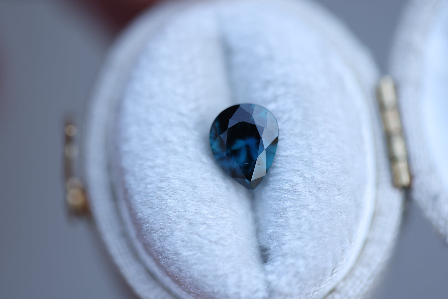 1.42ct pear deep blue teal sapphire