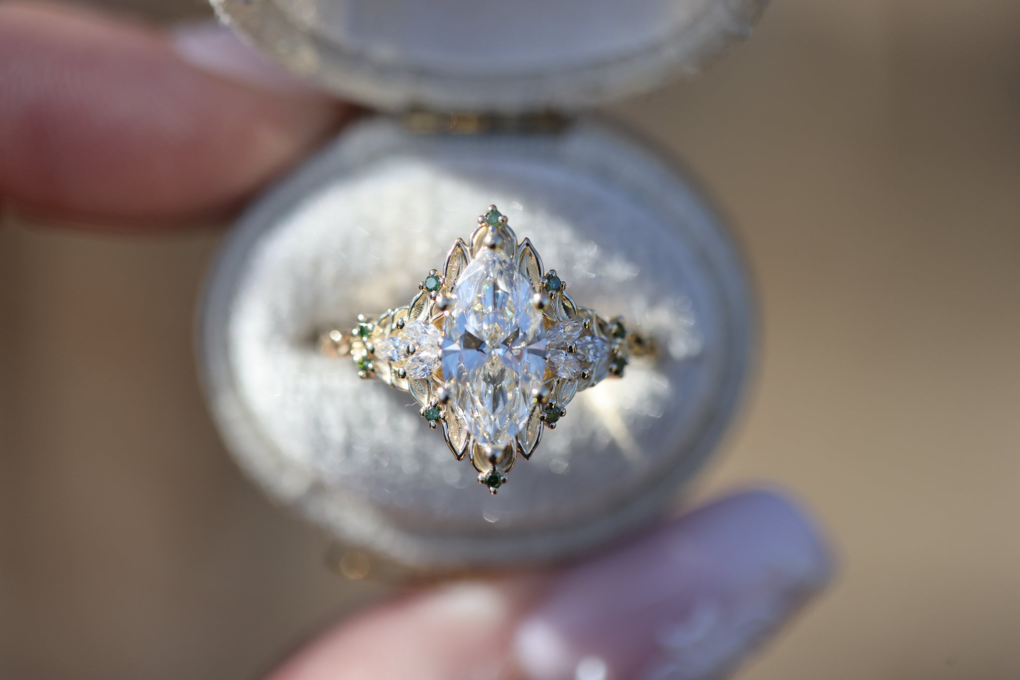 Briar Rose Starlight with 1.6ct marquise lab diamond – Oore Jewelry