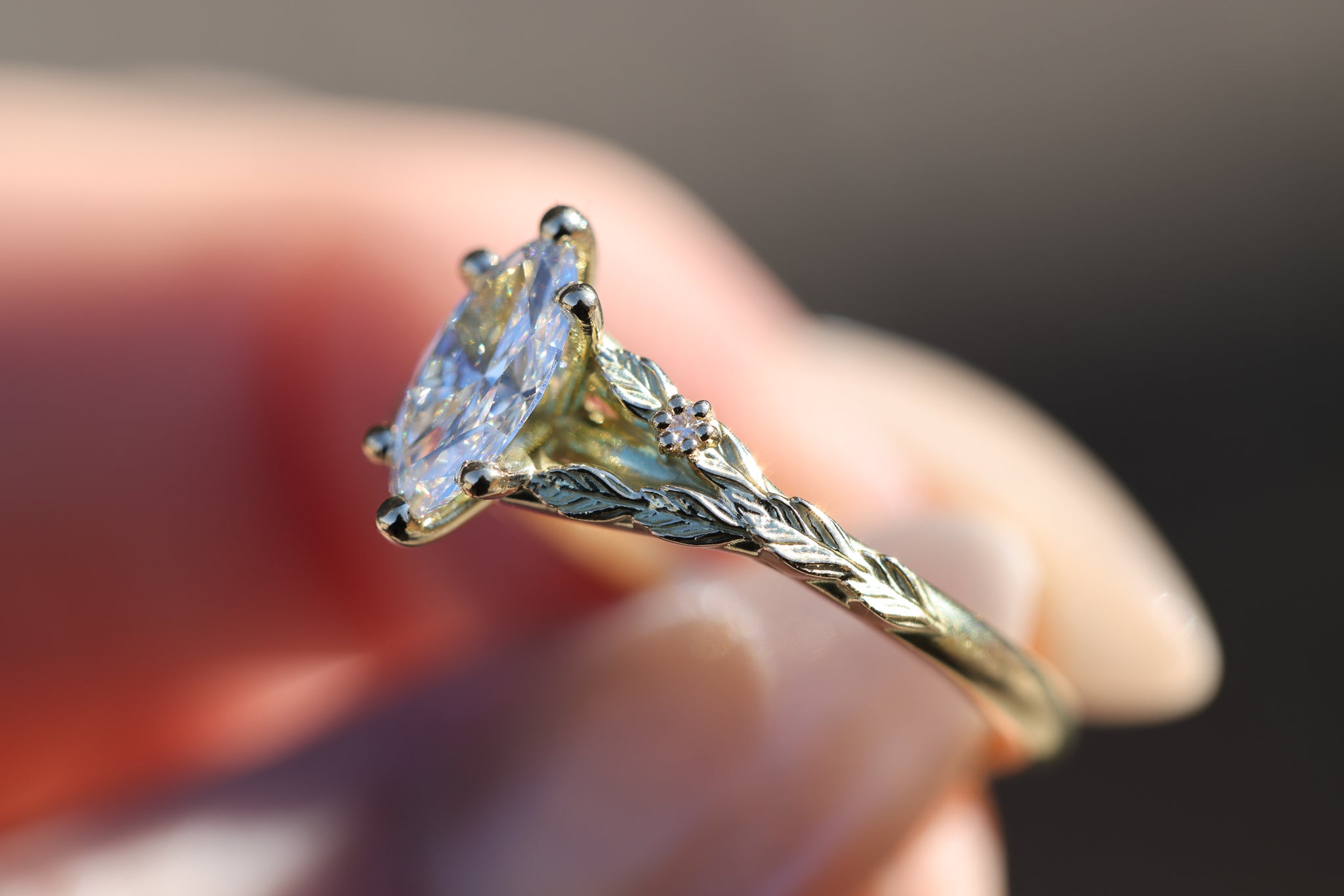 Leaf split shank cathedral (setting only) – Oore Jewelry - Main Image