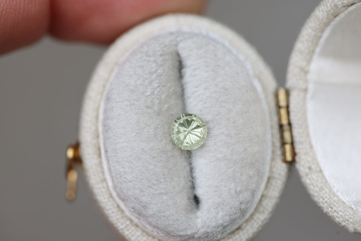 .65ct round light green yellow slightly opaque sapphire - Starbrite cut by John Dyer