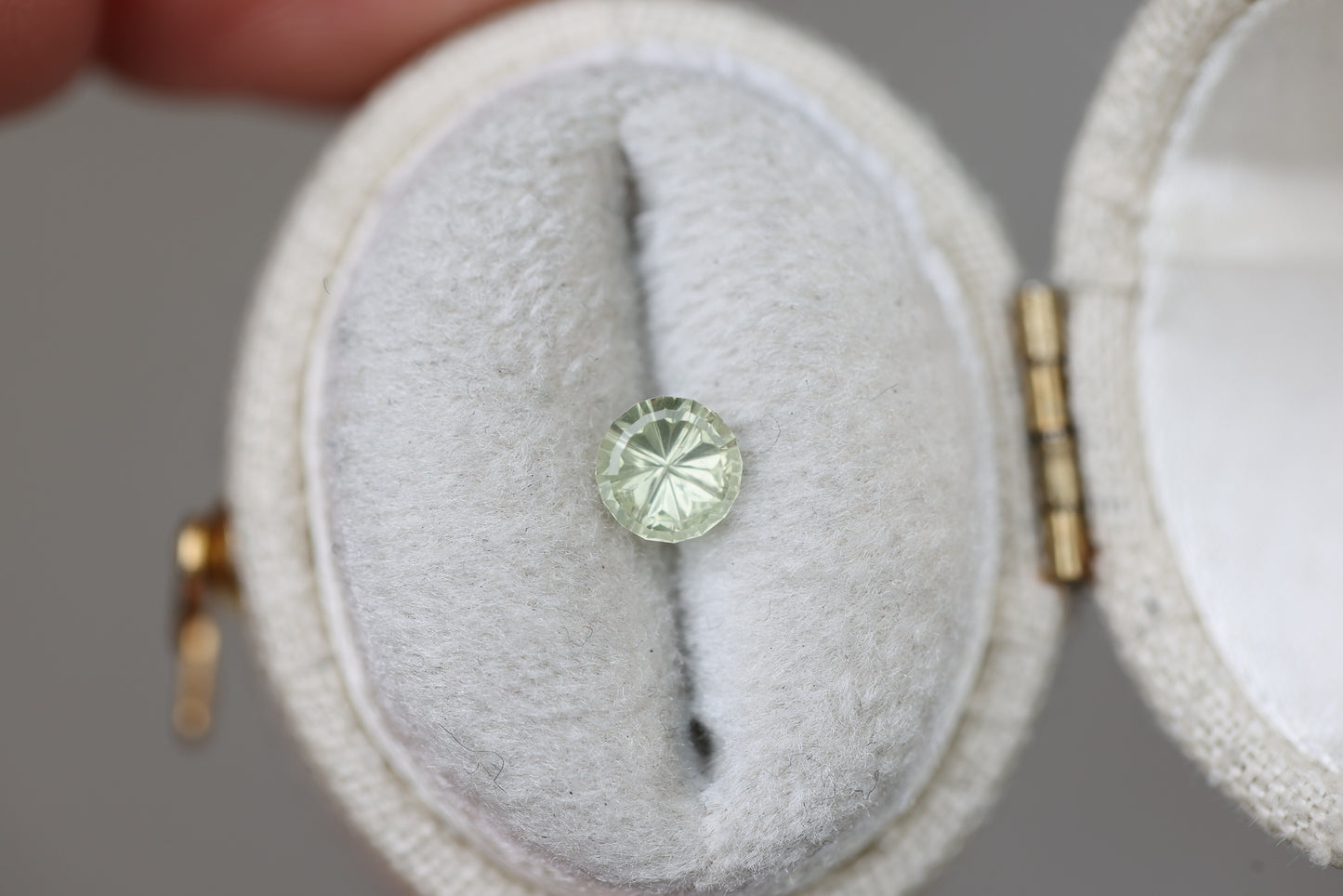 .65ct round light green yellow slightly opaque sapphire - Starbrite cut by John Dyer