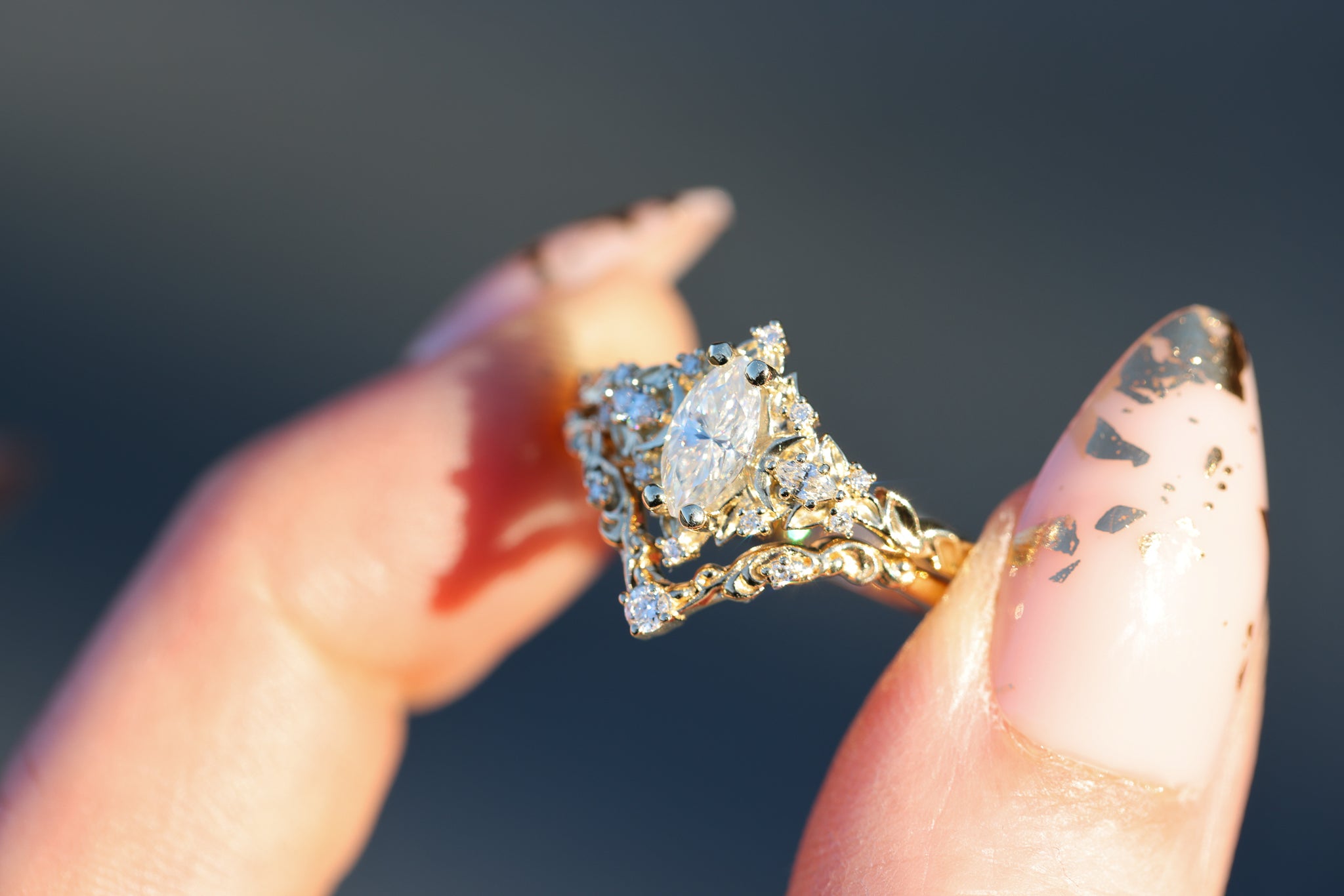 Briar moon three stone with marquise moissanite and lab diamonds – Oore  Jewelry