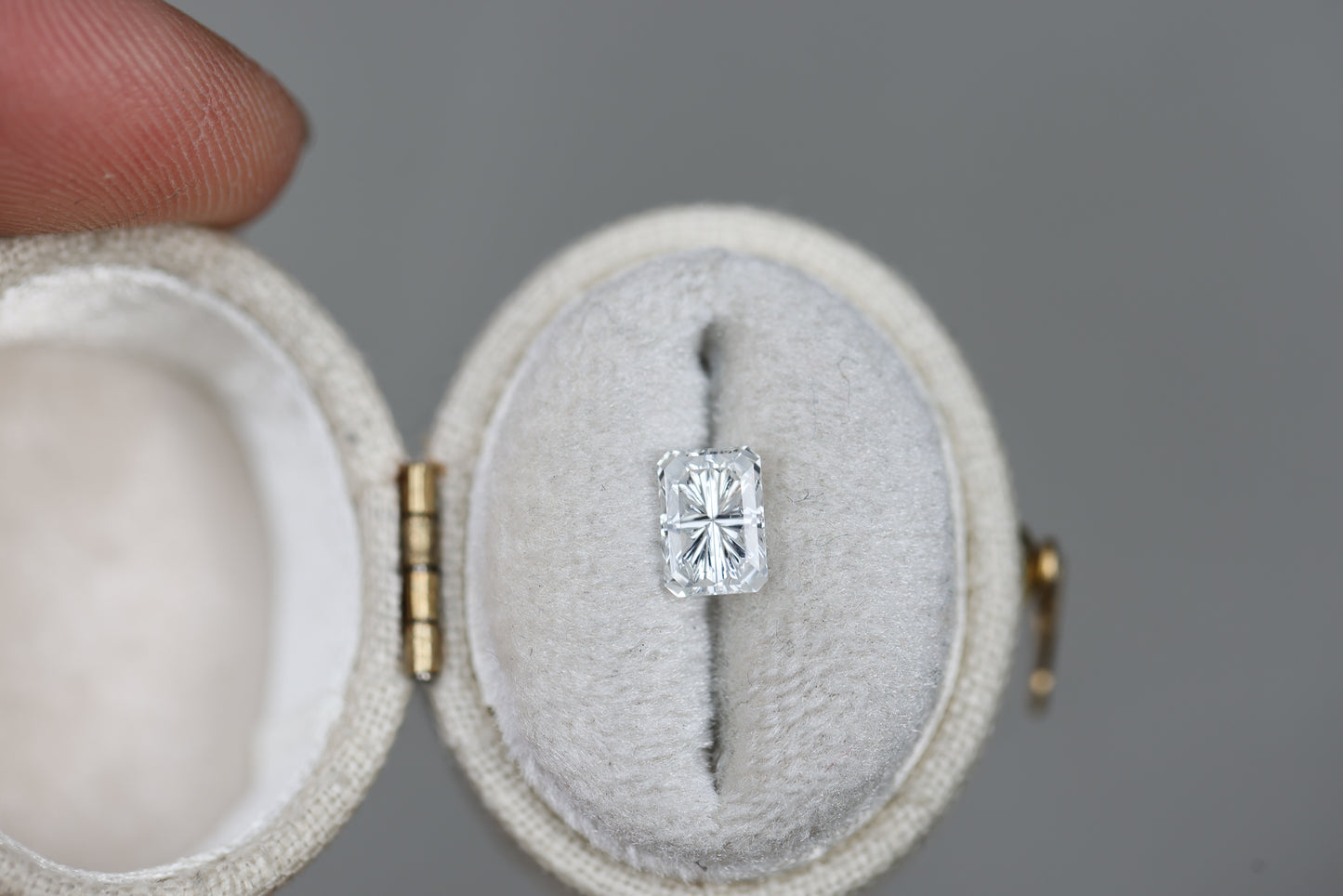 1.01ct rectangle white sapphire - Starbrite cut by John Dyer