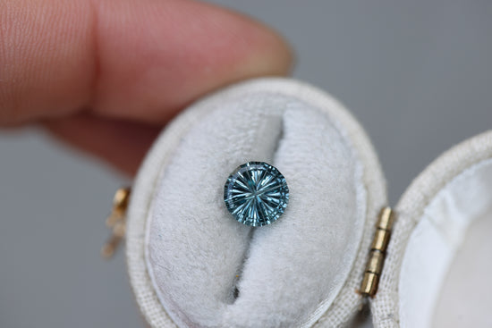 1.65ct round teal blue sapphire - Starbrite cut by John Dyer