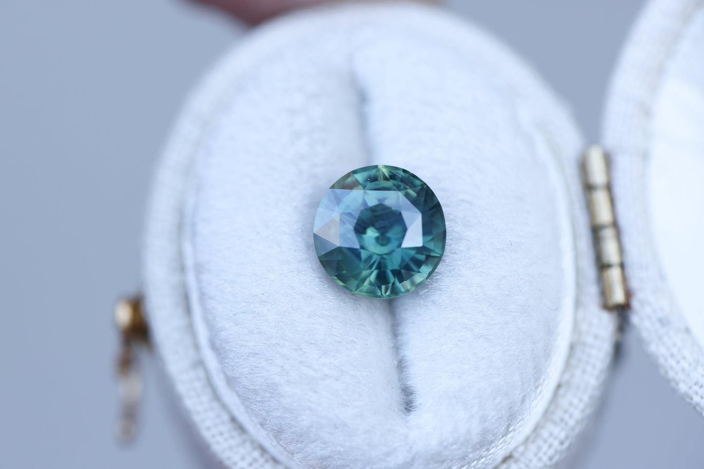 2.42ct round blue green sapphire