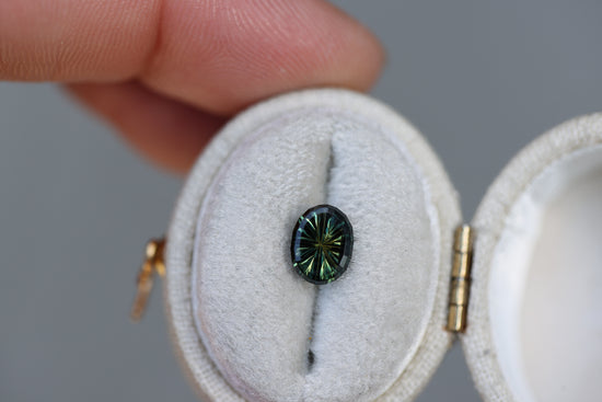 1.35ct oval green yellow sapphire - Starbrite cut by John Dyer