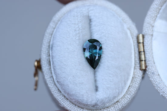 .84ct pear deep blue teal sapphire