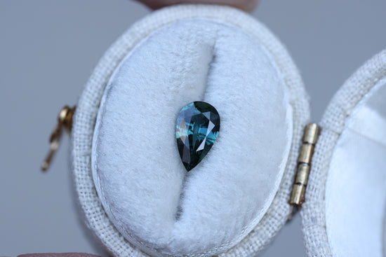 .84ct pear deep blue teal sapphire