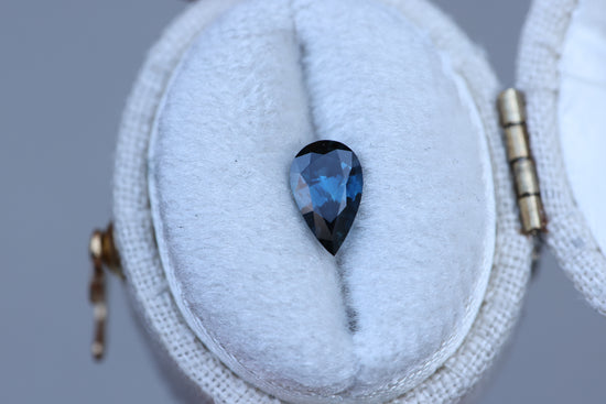 .78ct pear deep blue teal sapphire