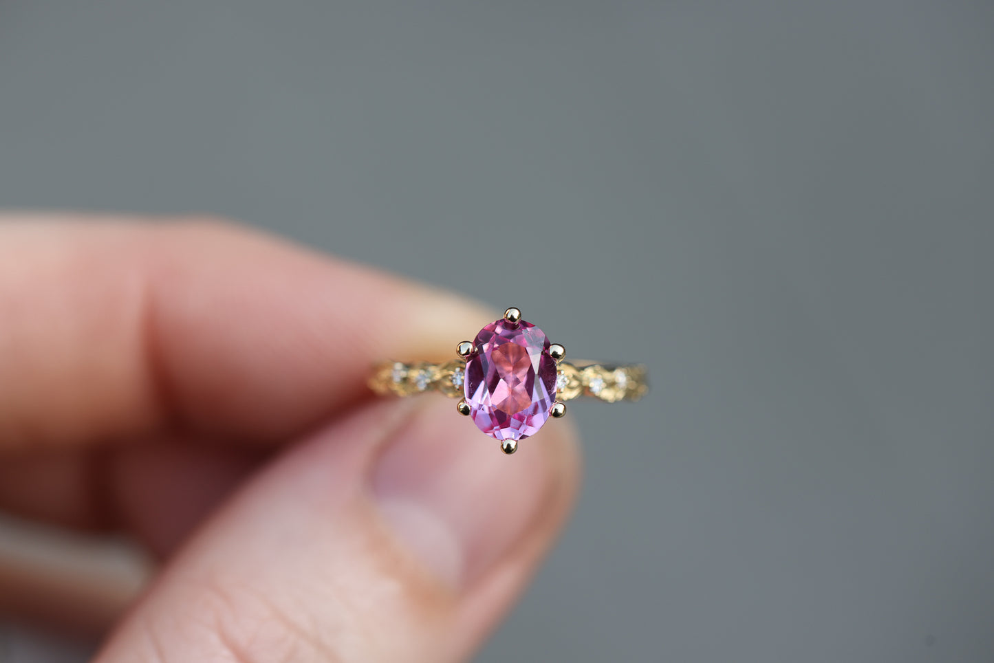 Rowan with Oval Lab Pink Sapphire