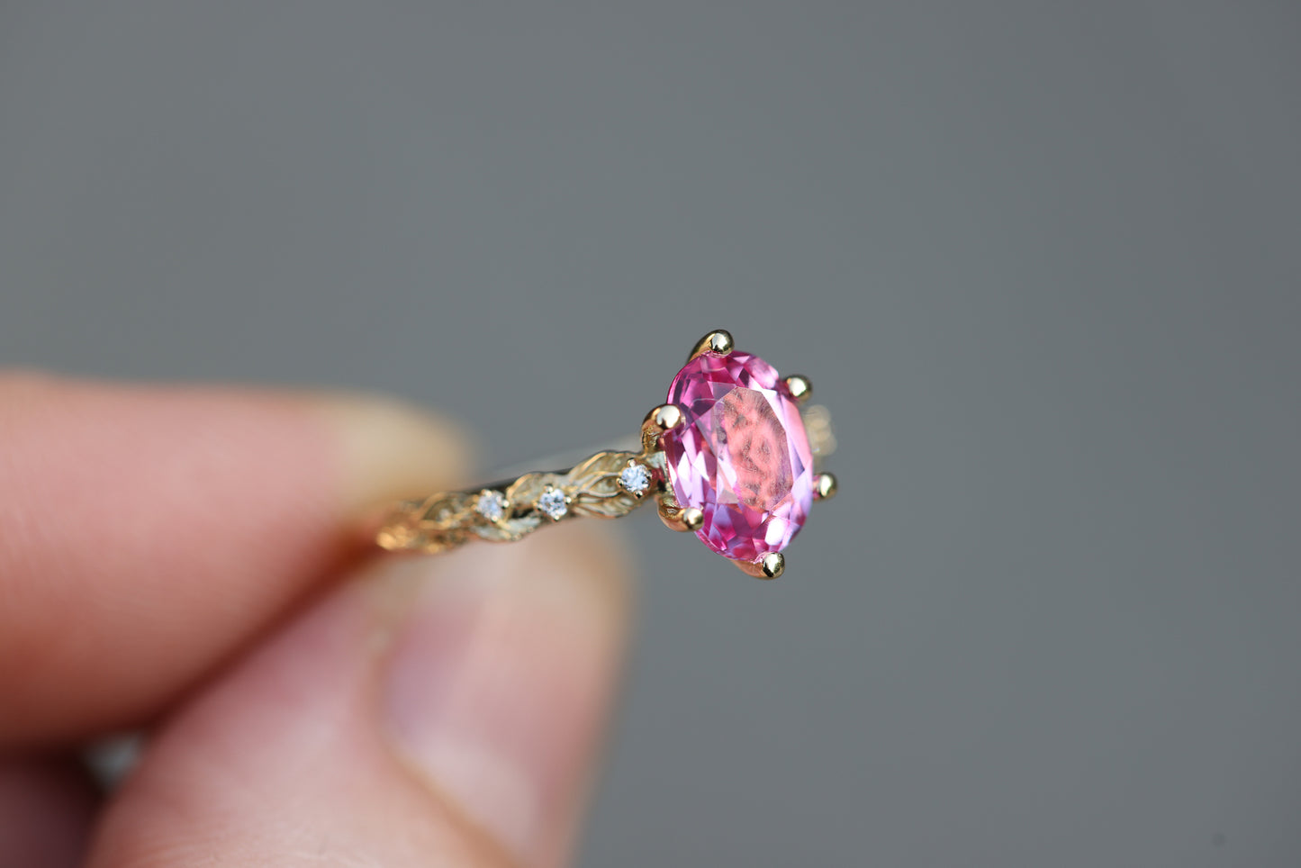 Rowan with Oval Lab Pink Sapphire