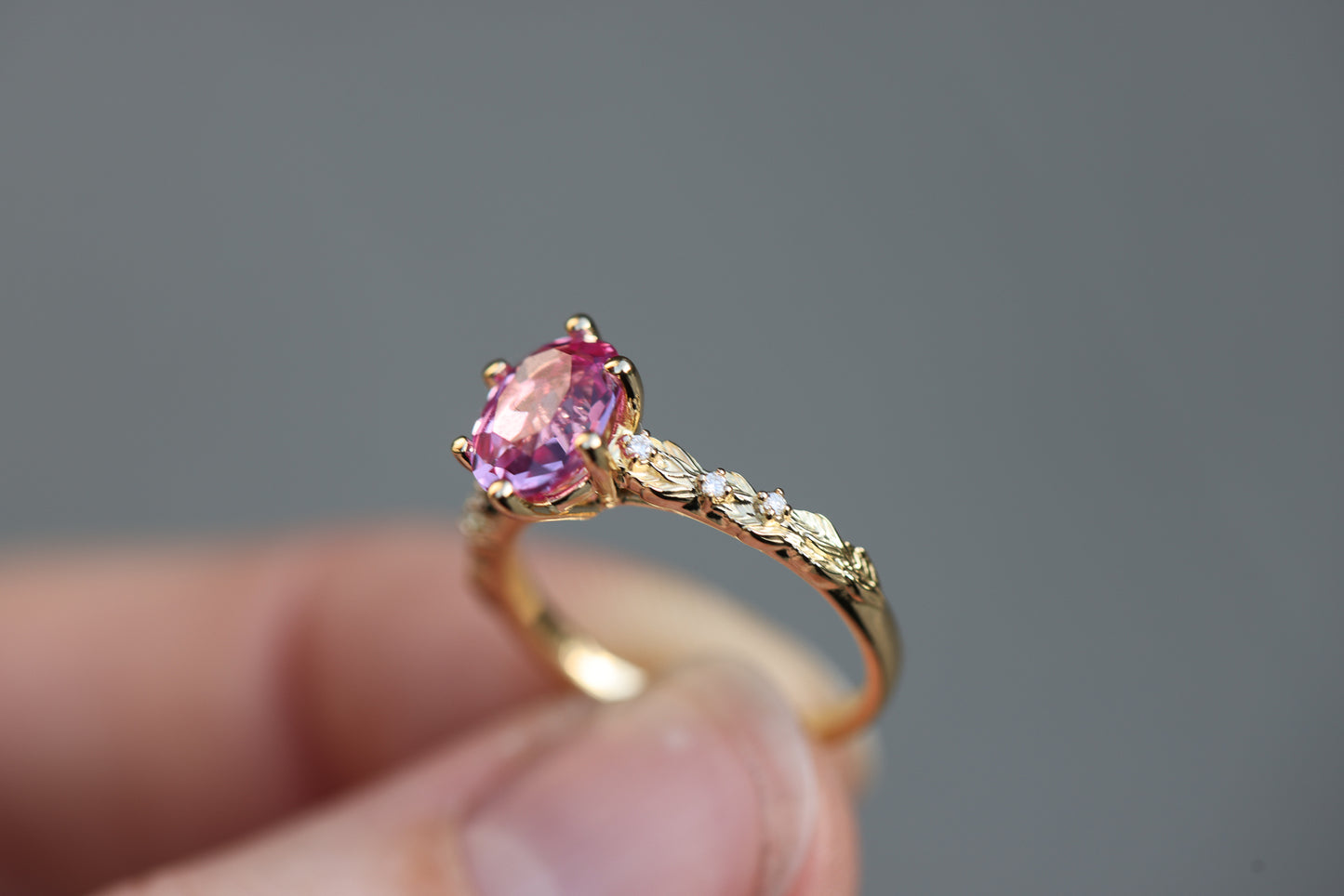 Rowan with Oval Lab Pink Sapphire