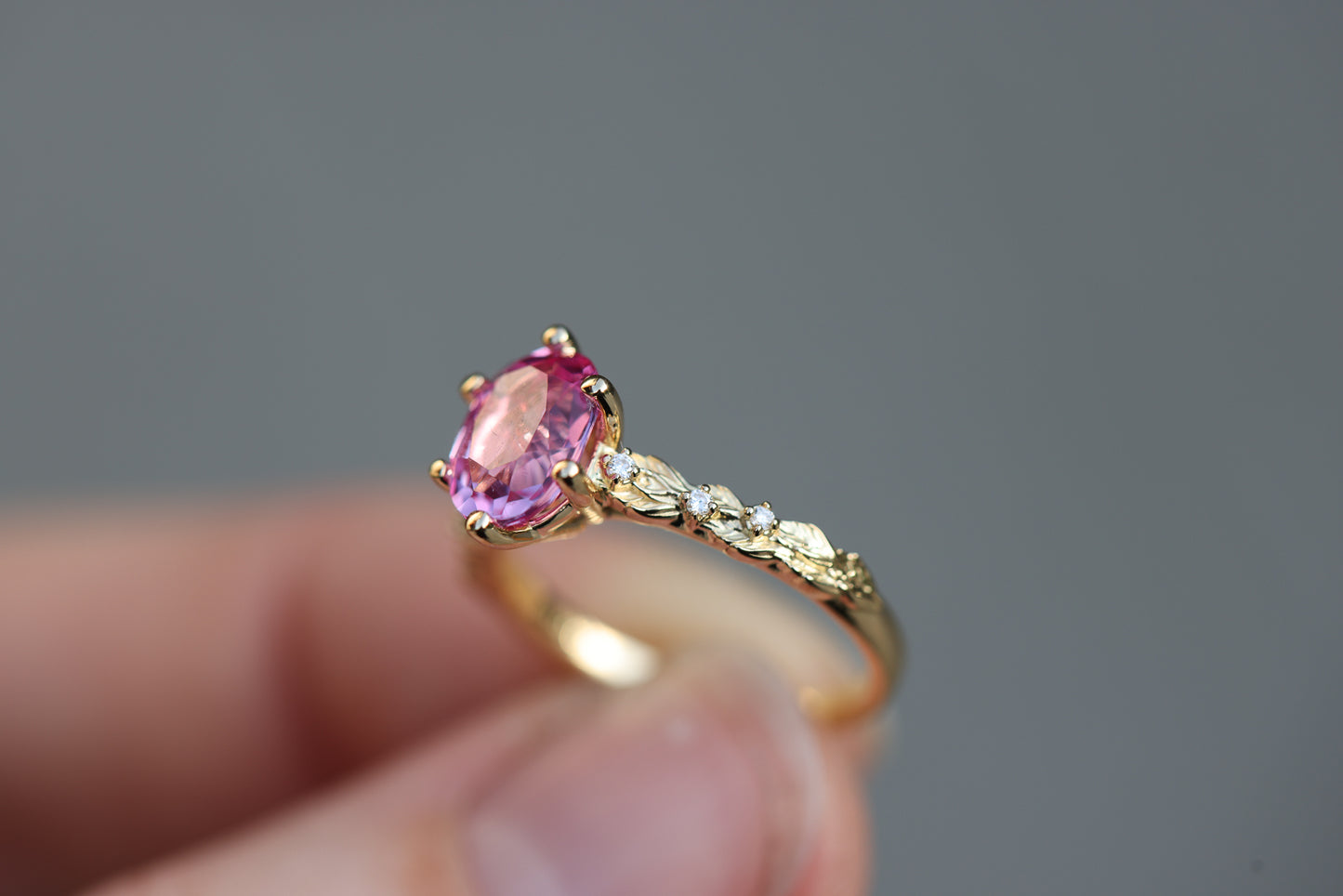 Rowan with Oval Lab Pink Sapphire