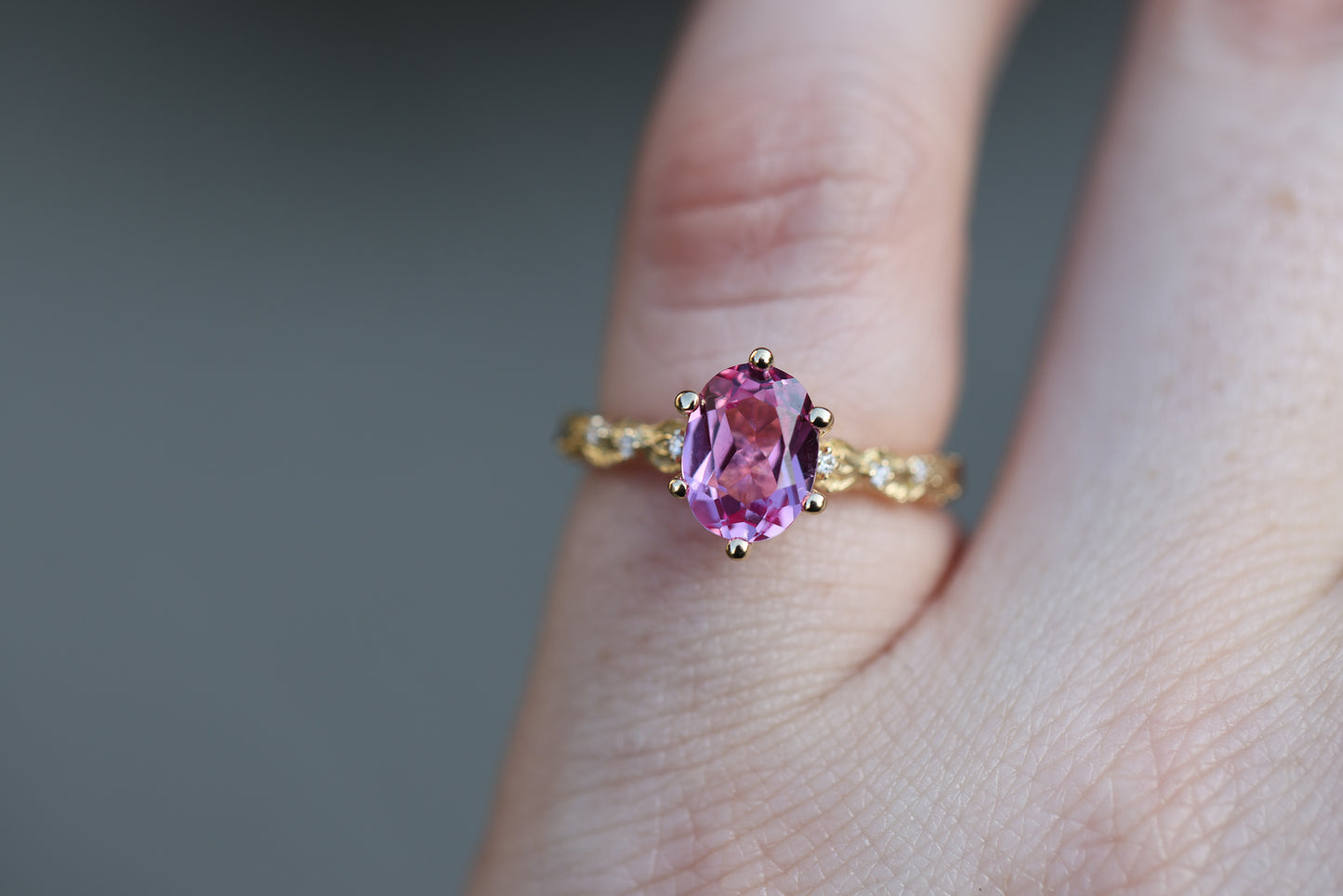 Rowan with Oval Lab Pink Sapphire