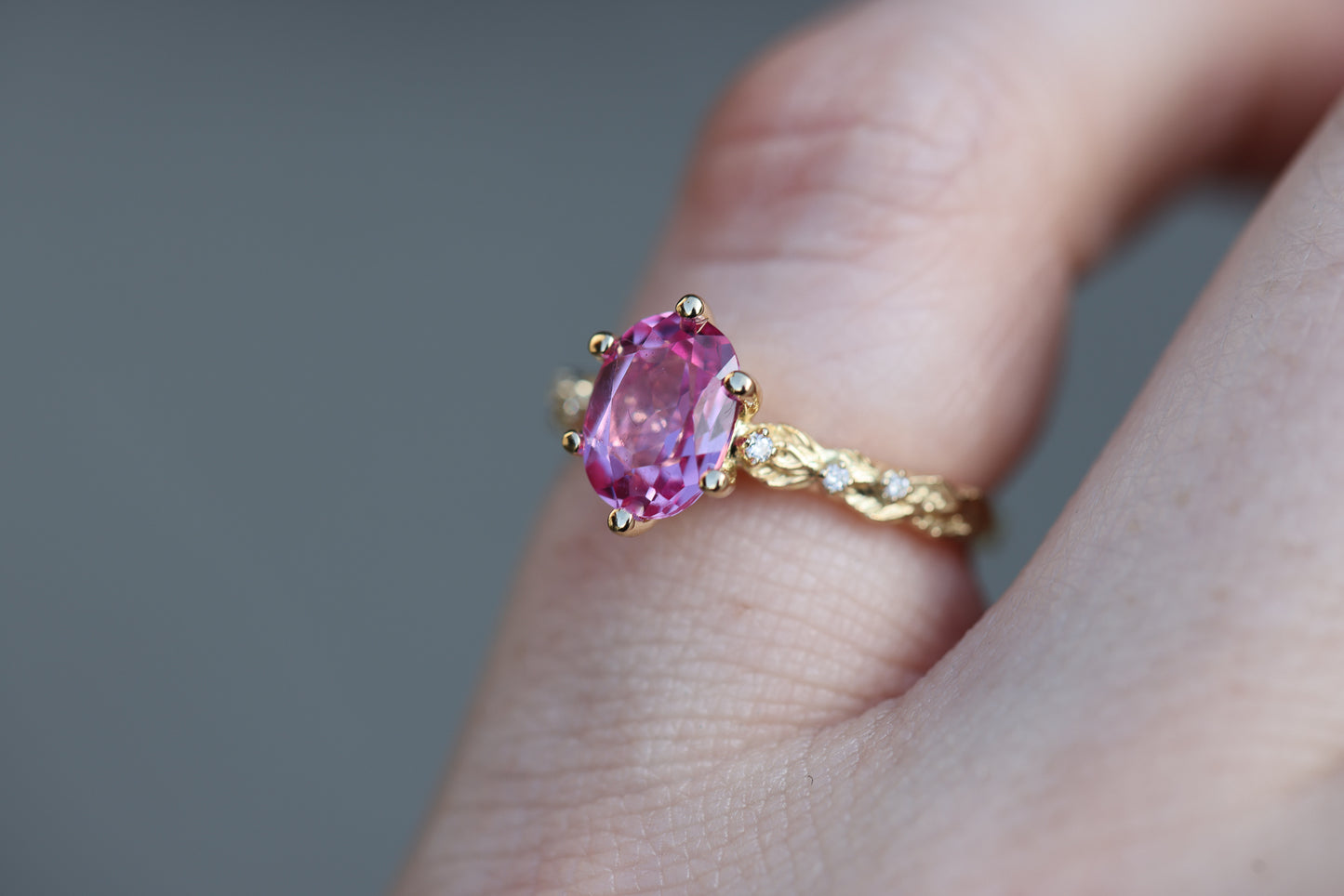 Rowan with Oval Lab Pink Sapphire