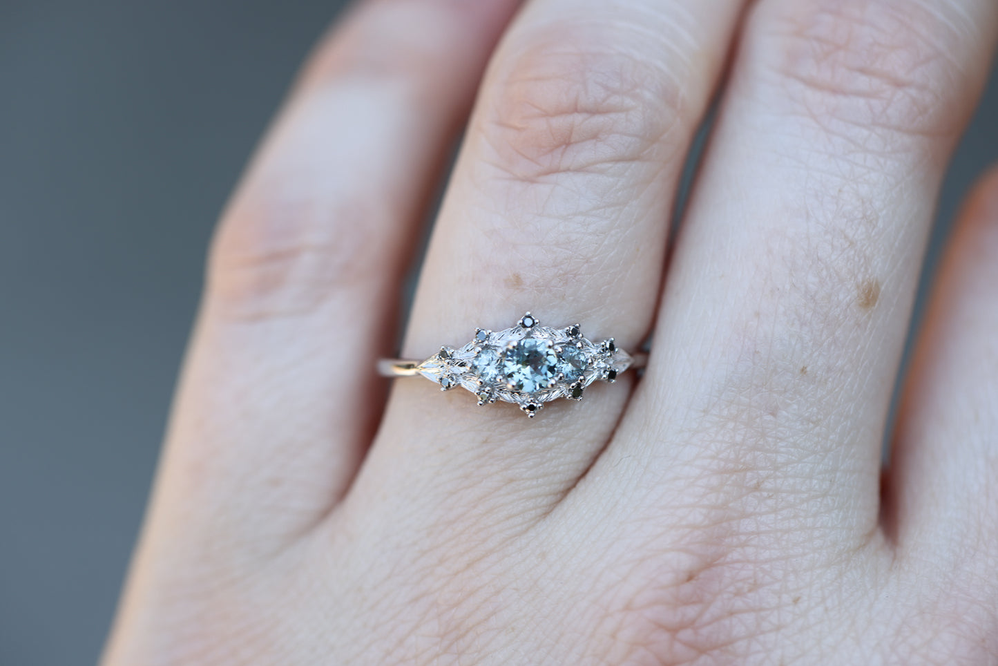 Woodland with 4mm Round Gray Spinel