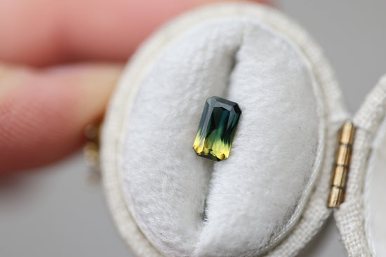 .95ct emerald cut parti sapphire