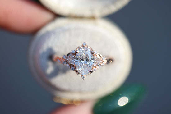 Briar Rose Three Stone with 1.2ct Oval Lab Diamond