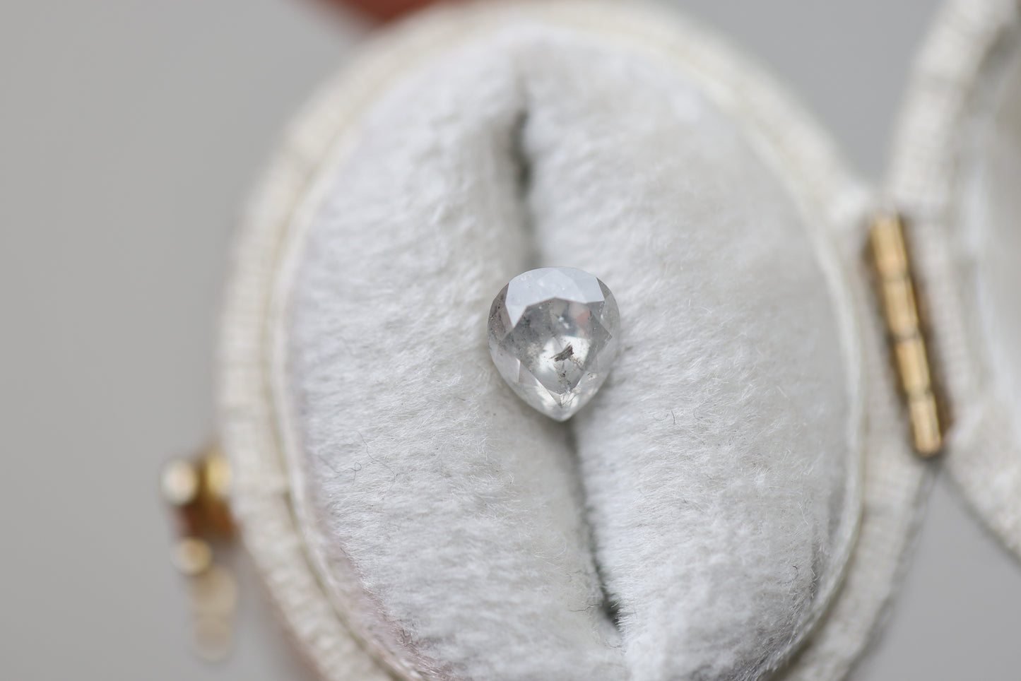 .87ct pear salt and pepper diamond