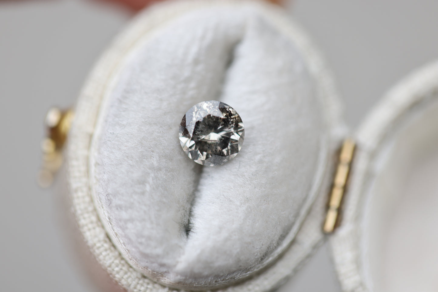 1.23ct round salt and pepper diamond