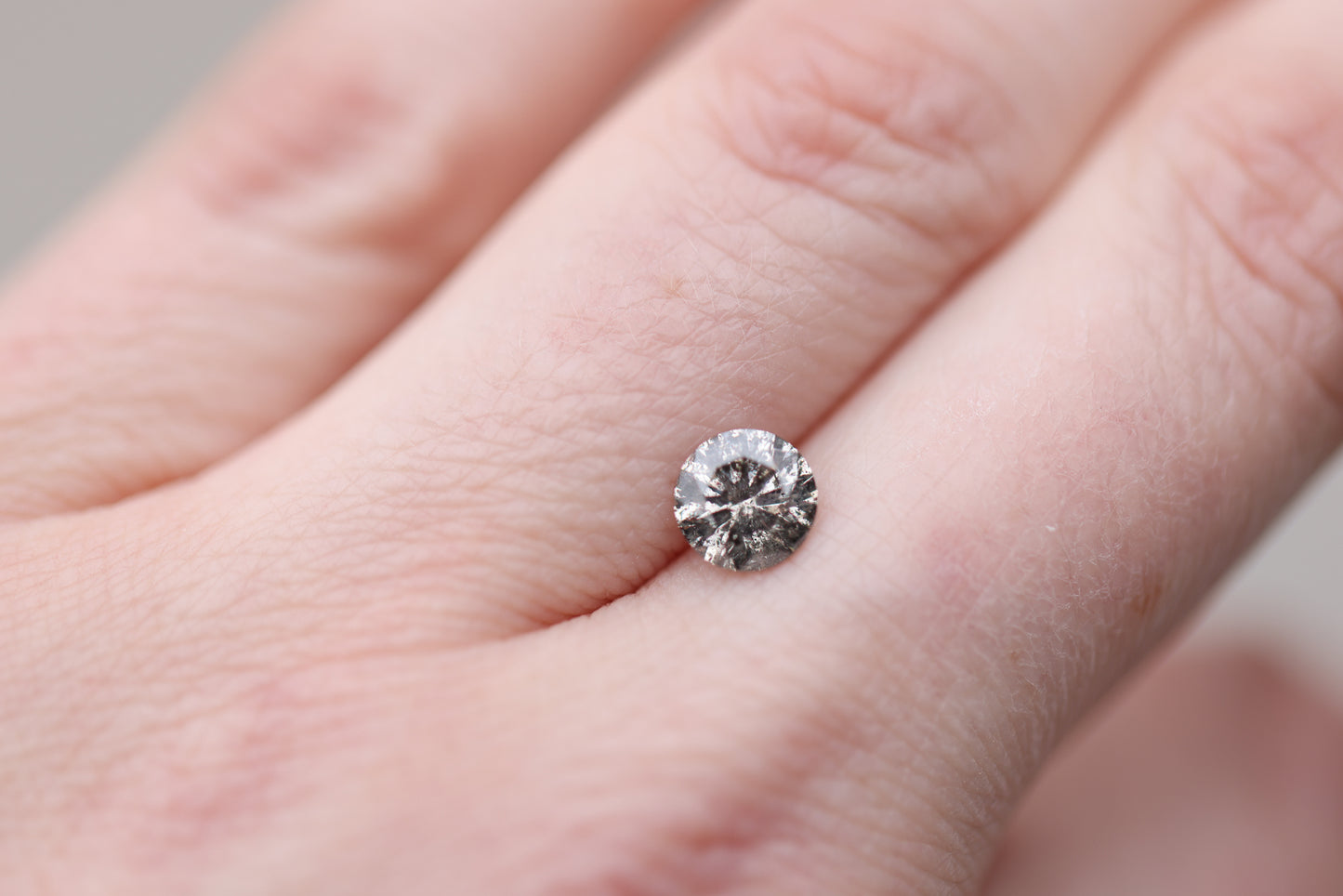 1.04ct round salt and pepper diamond