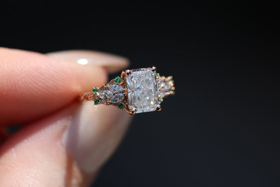 Enchanted garden with 1.3ct radiant lab diamond