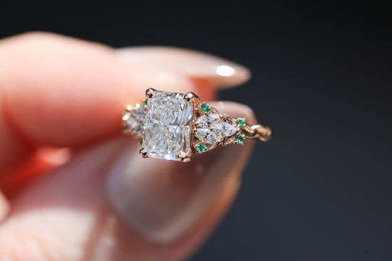 Enchanted garden with 1.3ct radiant lab diamond