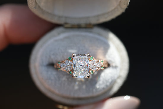 Enchanted garden with 1.3ct radiant lab diamond