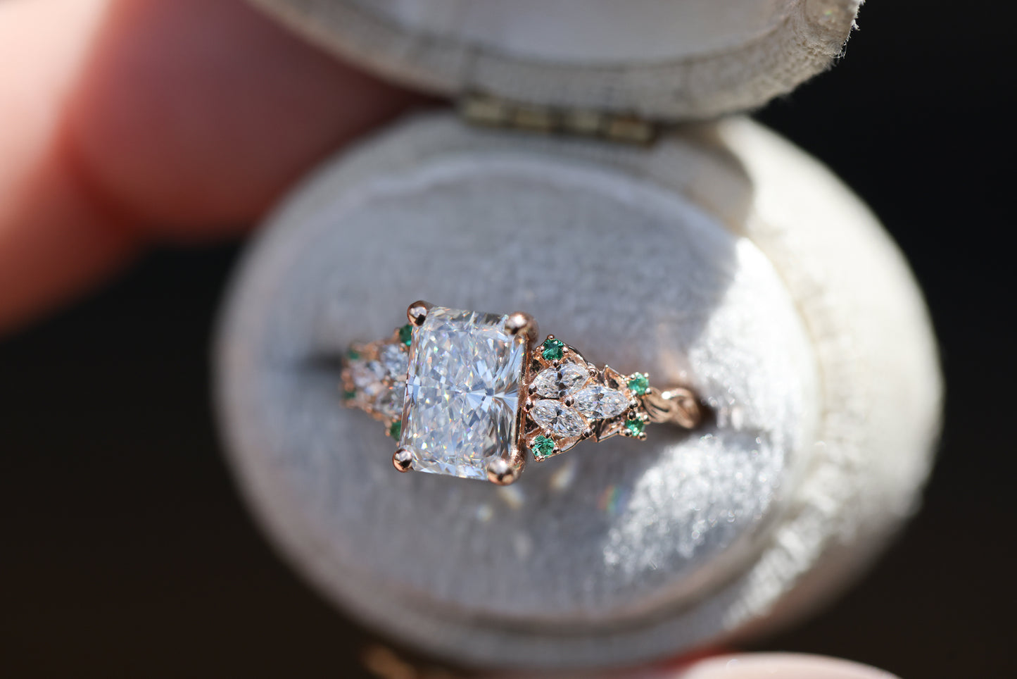 Enchanted garden with 1.3ct radiant lab diamond