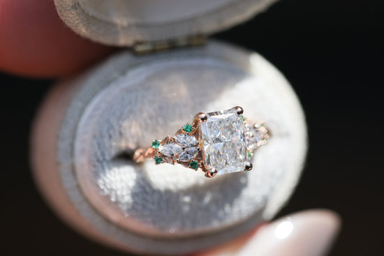 Enchanted garden with 1.3ct radiant lab diamond