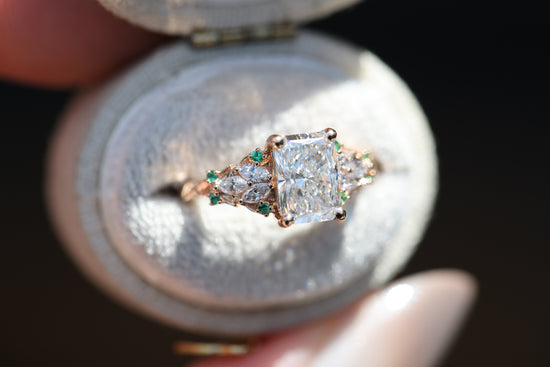 Enchanted garden with 1.3ct radiant lab diamond